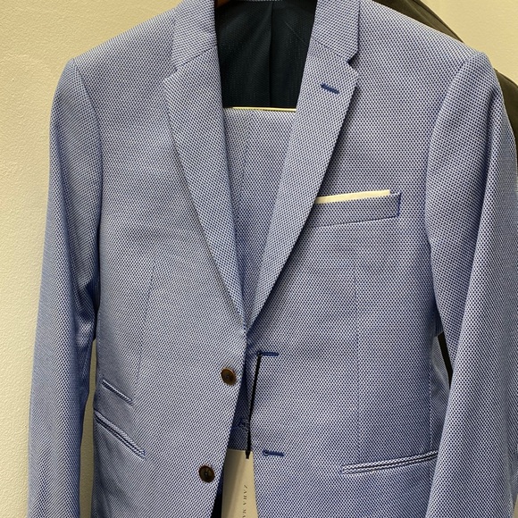 Zara Other - Brand New Men Zara Blue Textured Suit Size 40 Jacket and Size 31 Pants!